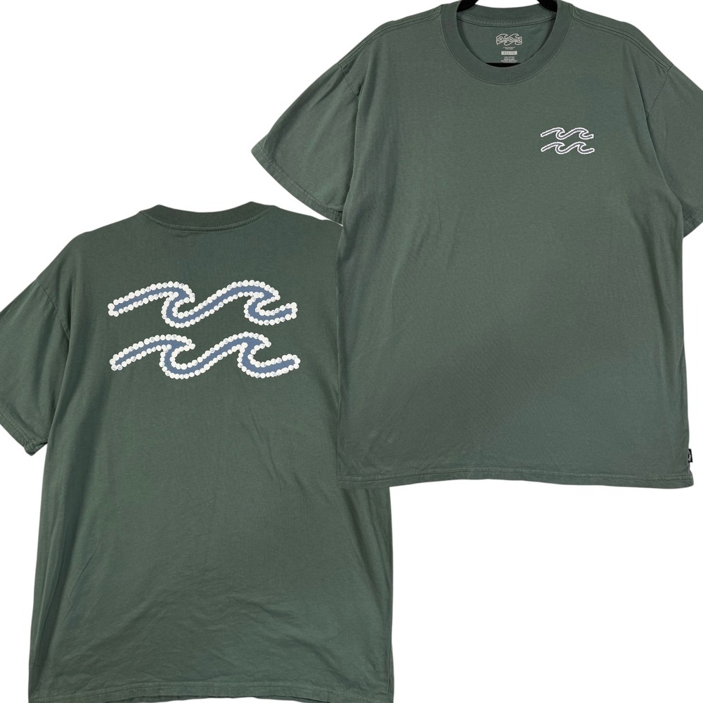 Billabong M Green Otis Carey Tee Wave Graphic Short Sleeve Coastal Skate Organic